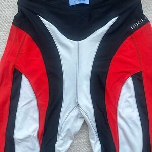 Mugler Red and Black Spiral Leggings